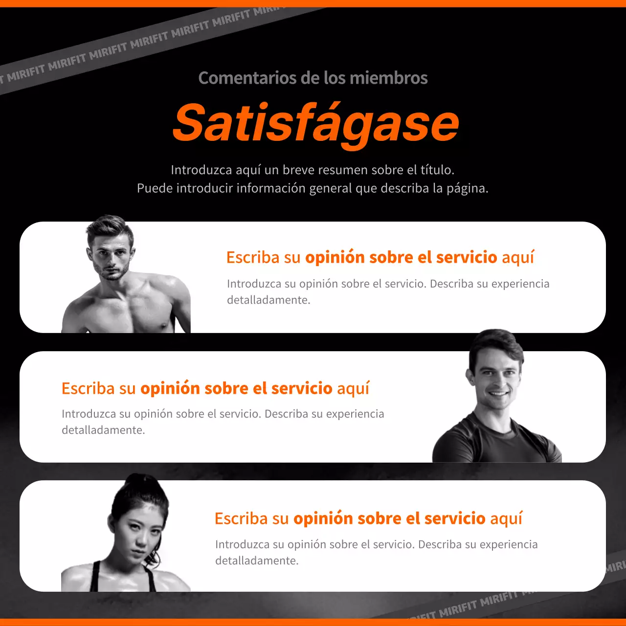 Presentación de los servicios a domicilio en negro y naranja