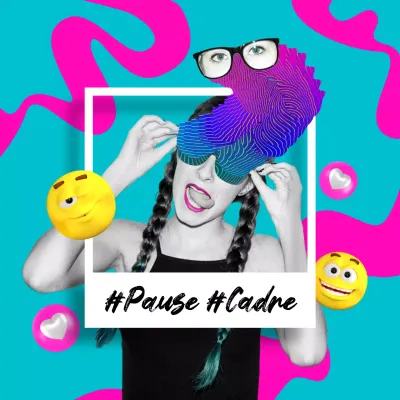 Maquette d'un concept de photo polaroïd kitsch en rose vif.