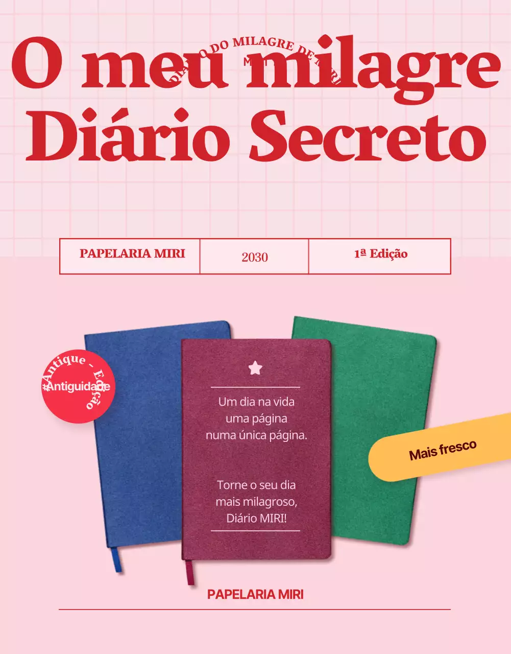 Apresentamos uma agenda vintage muito gira, com um toque de madrepérola cor-de-rosa
