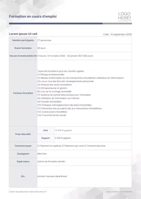 Proposition de cours grise, propre et pratique