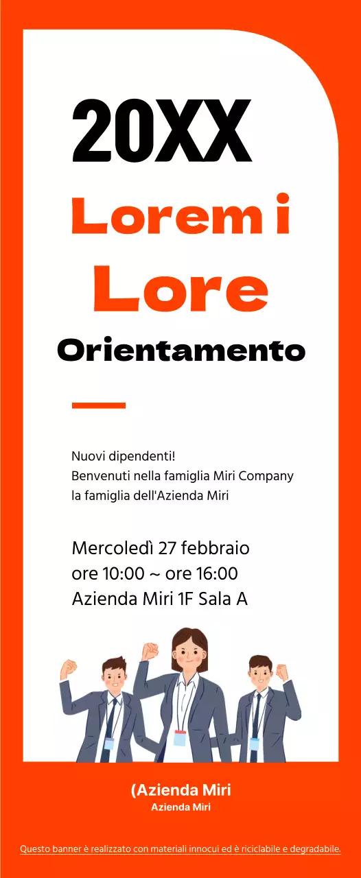Stile semplice della cornice in arancione e nero per le informazioni sull'orientamento dei nuovi dipendenti