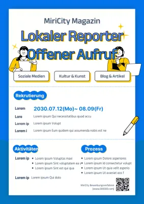 Blaue und gelbe Linien für ein sauberes Rekrutierungsfeld