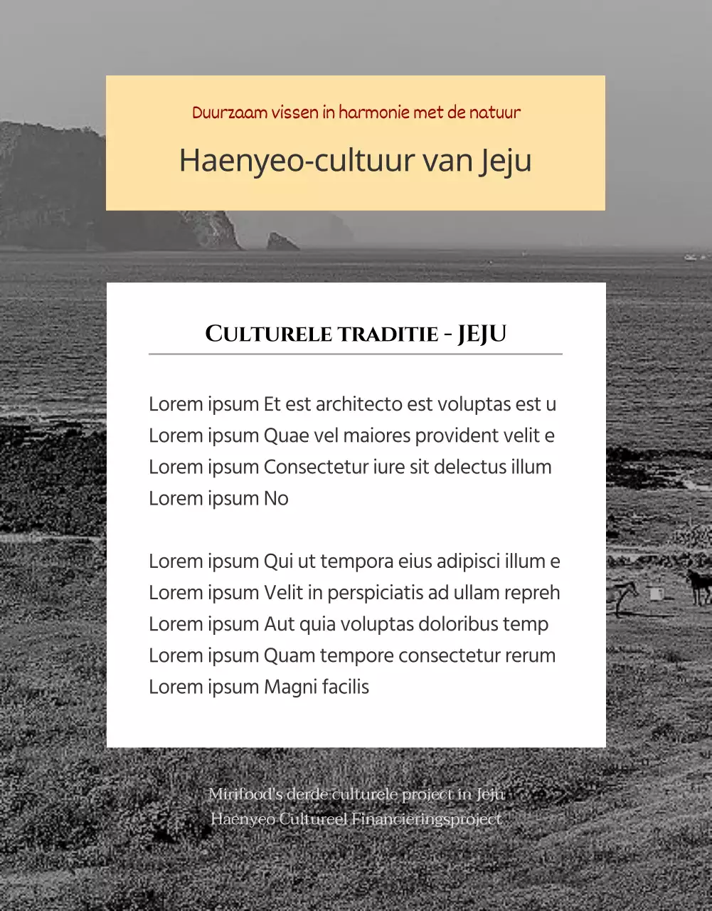 Een stijlvolle, schone, zwart-wit Jeju Jjigal Funding (detailpagina)