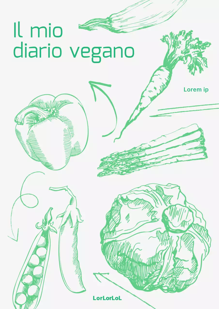 Scarabocchi verdi disegnati a mano Diario naturale vegano