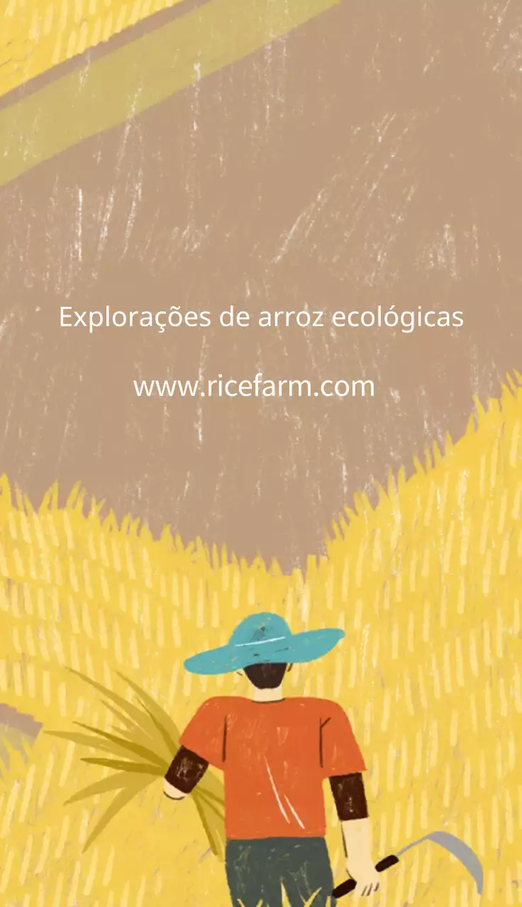 Ilustração castanha, quinta de arroz ecológica e leve