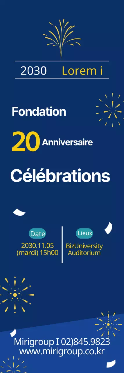 Lettrage bleu jaune mis en évidence Événement de lancement d'une entreprise soignée