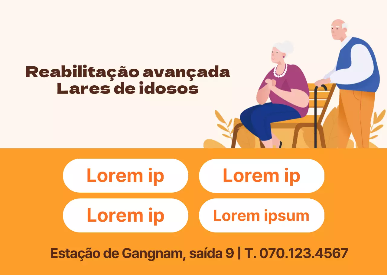Ilustração a laranja de um centro de bem-estar para idosos
