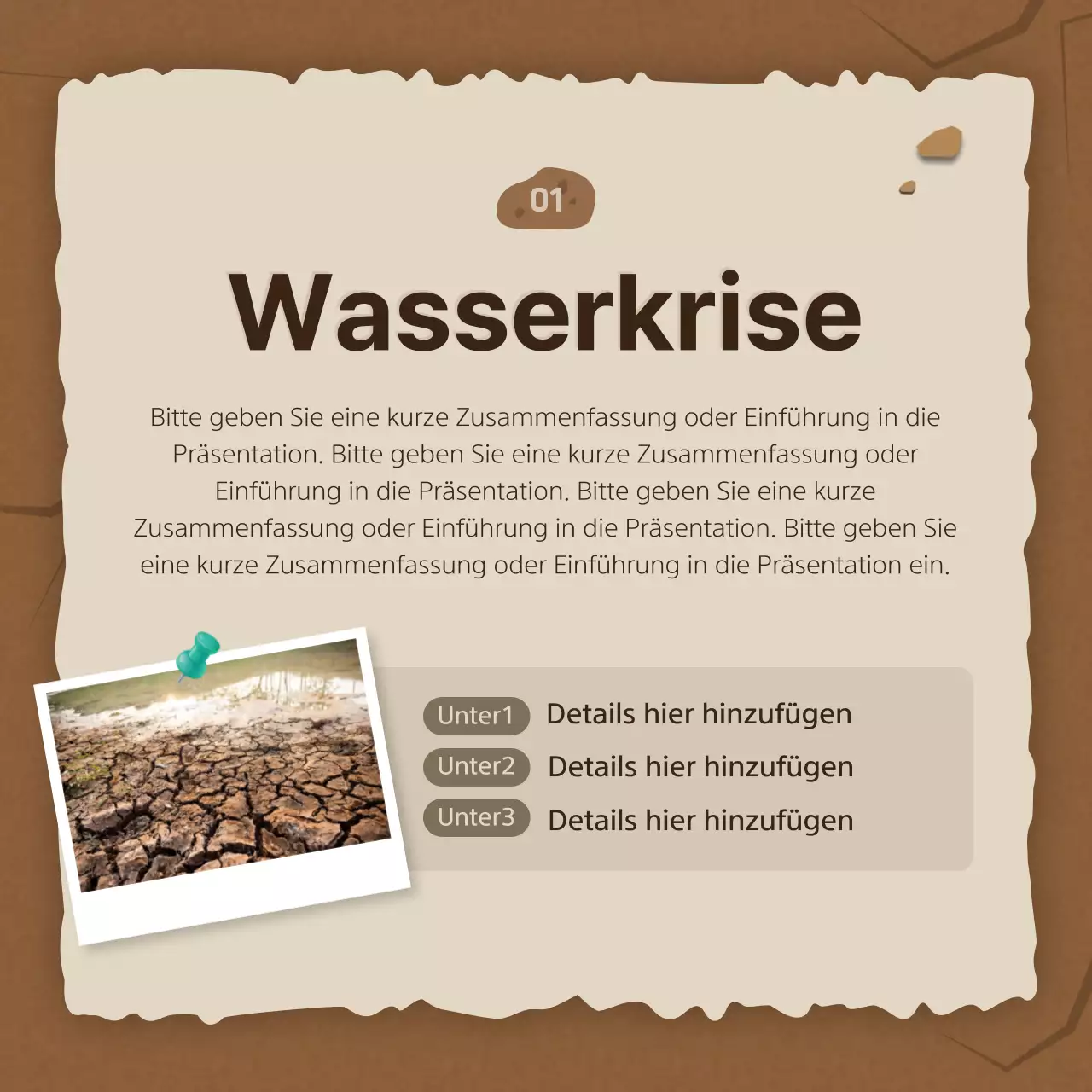 Trockenheit und Wasserschutz im Konzept der braunen rissigen Erde