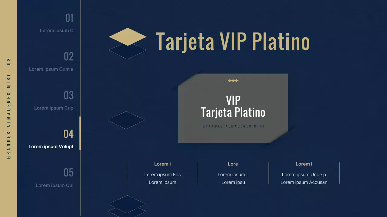 Club VIP de los grandes almacenes de lujo en azul marino