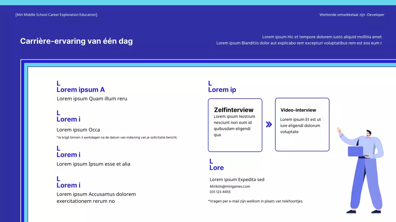 Blauw getinte ontwikkelaar training in loopbaanverkenning
