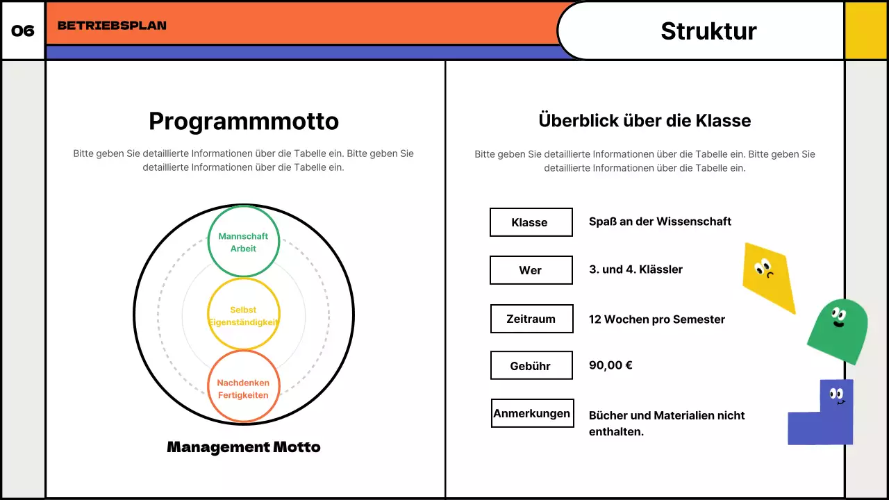 Vorschlag für außerschulischen Unterricht in spielerischer Mathematik mit bunten geometrischen Formen