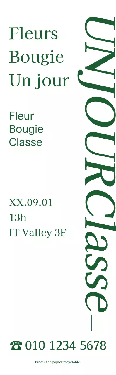 A propos du cours d'une journée : une bougie simple, sentimentale, de style sculpture en vert.