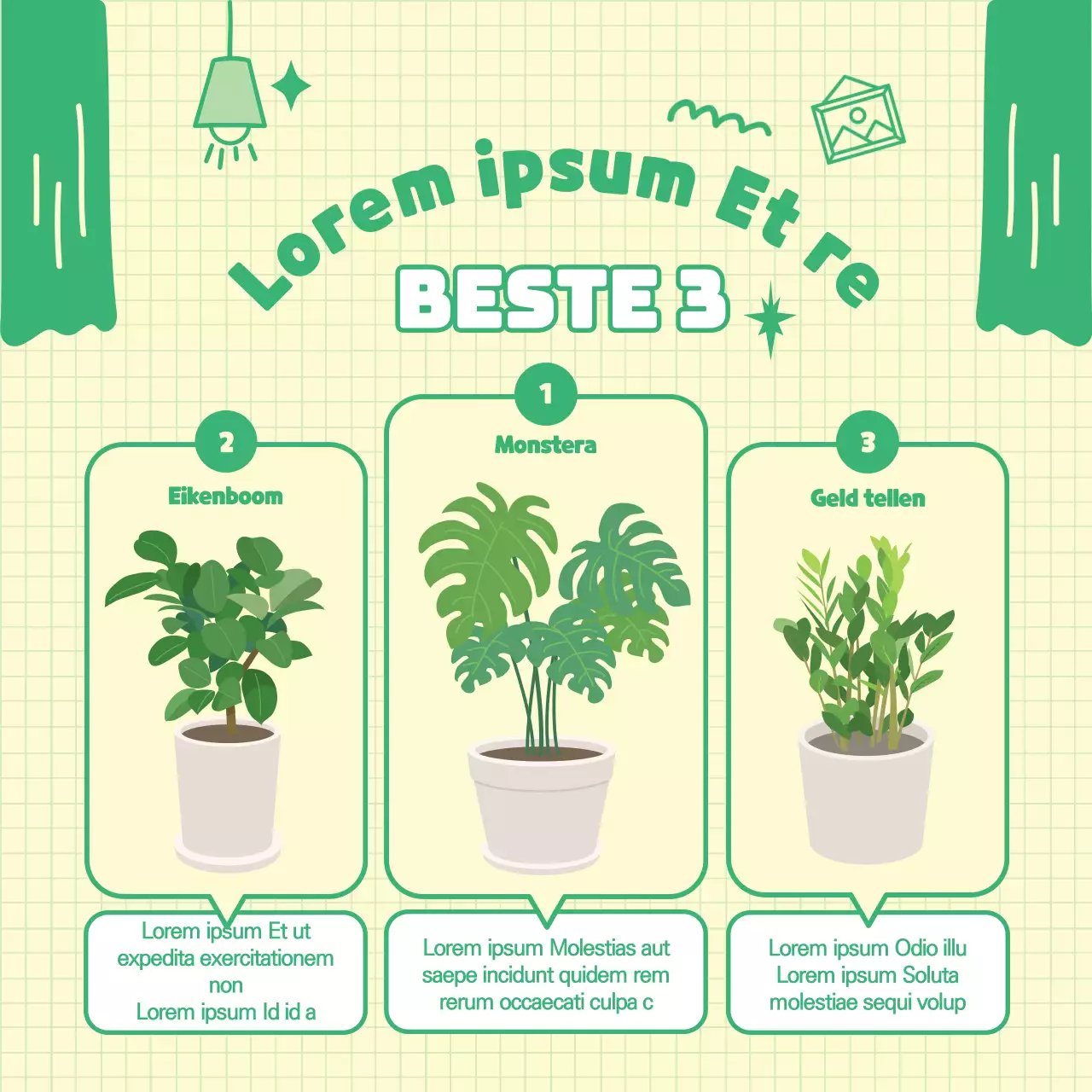 Een schattig kamerthema met een groene en gele ruit