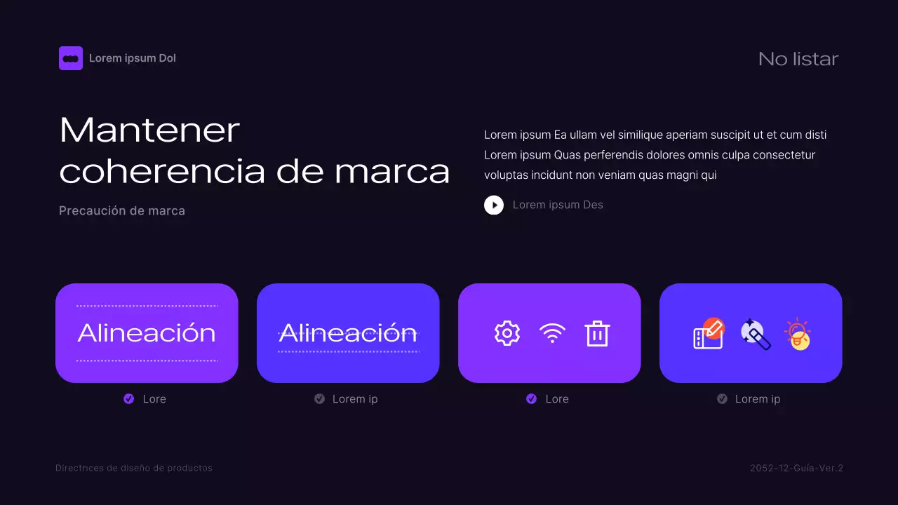 Directrices de la marca negro y morado