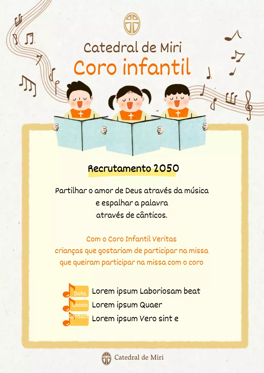 Cartaz de igreja alegre em marfim