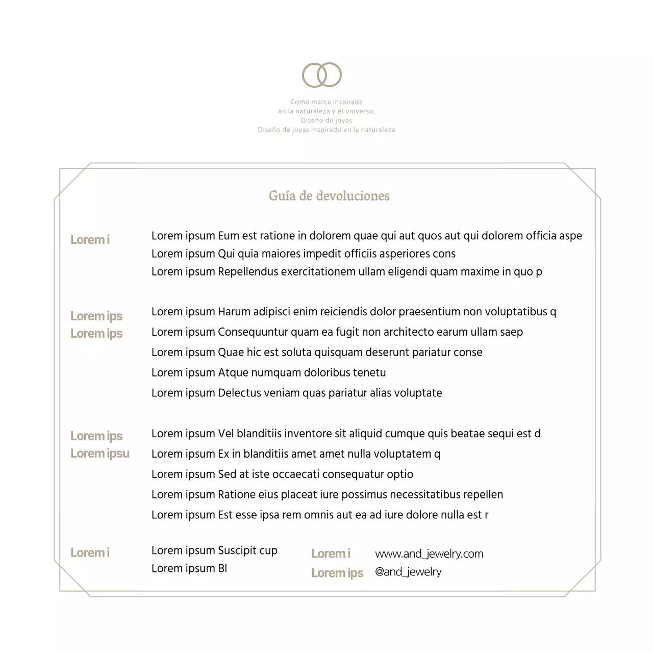 Postal Guía de compra de joyería de lujo beige