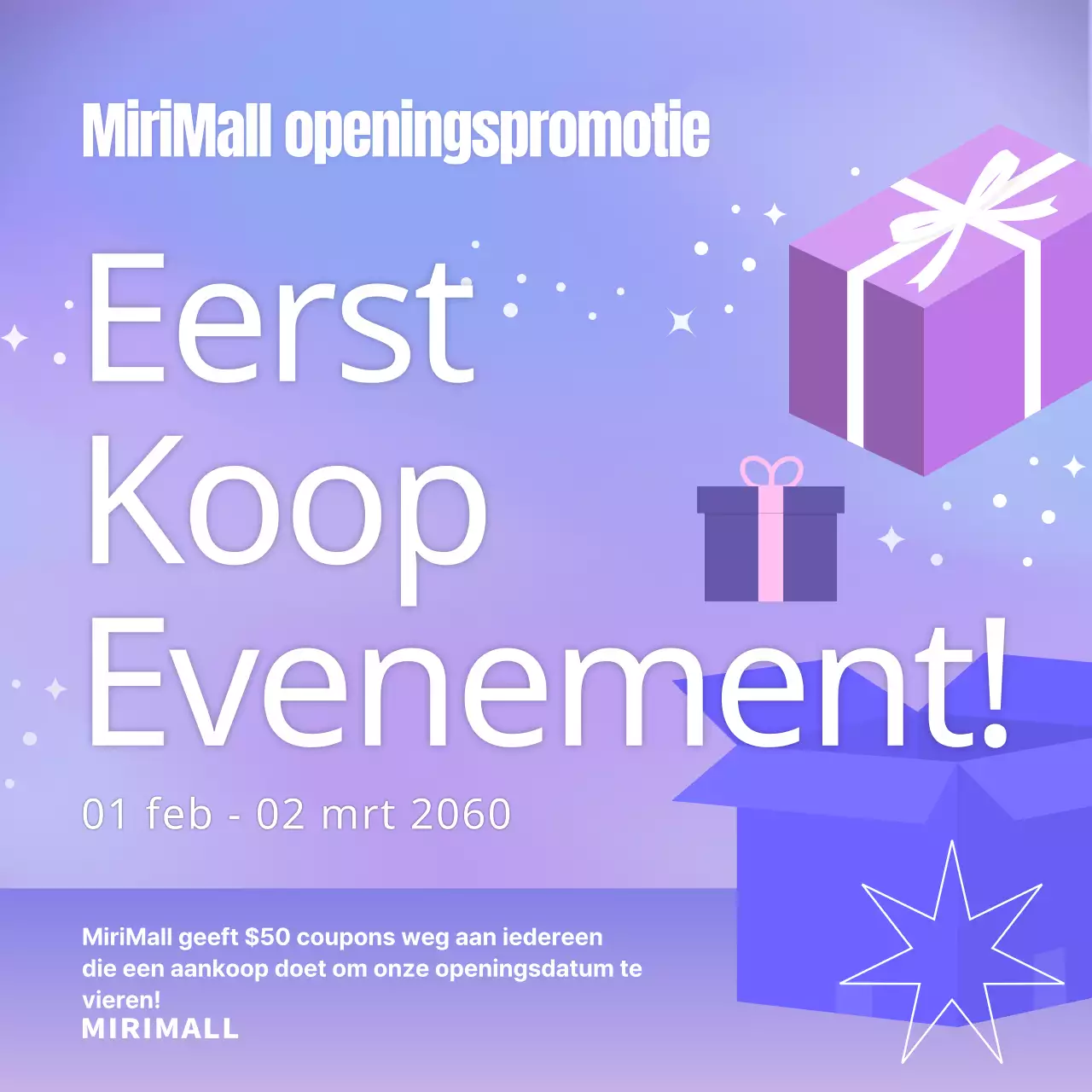 Een juichend evenement vol paarse cadeaus