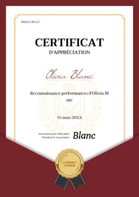 Un certificat qui ressemble à une enveloppe rouge et blanche de grande classe