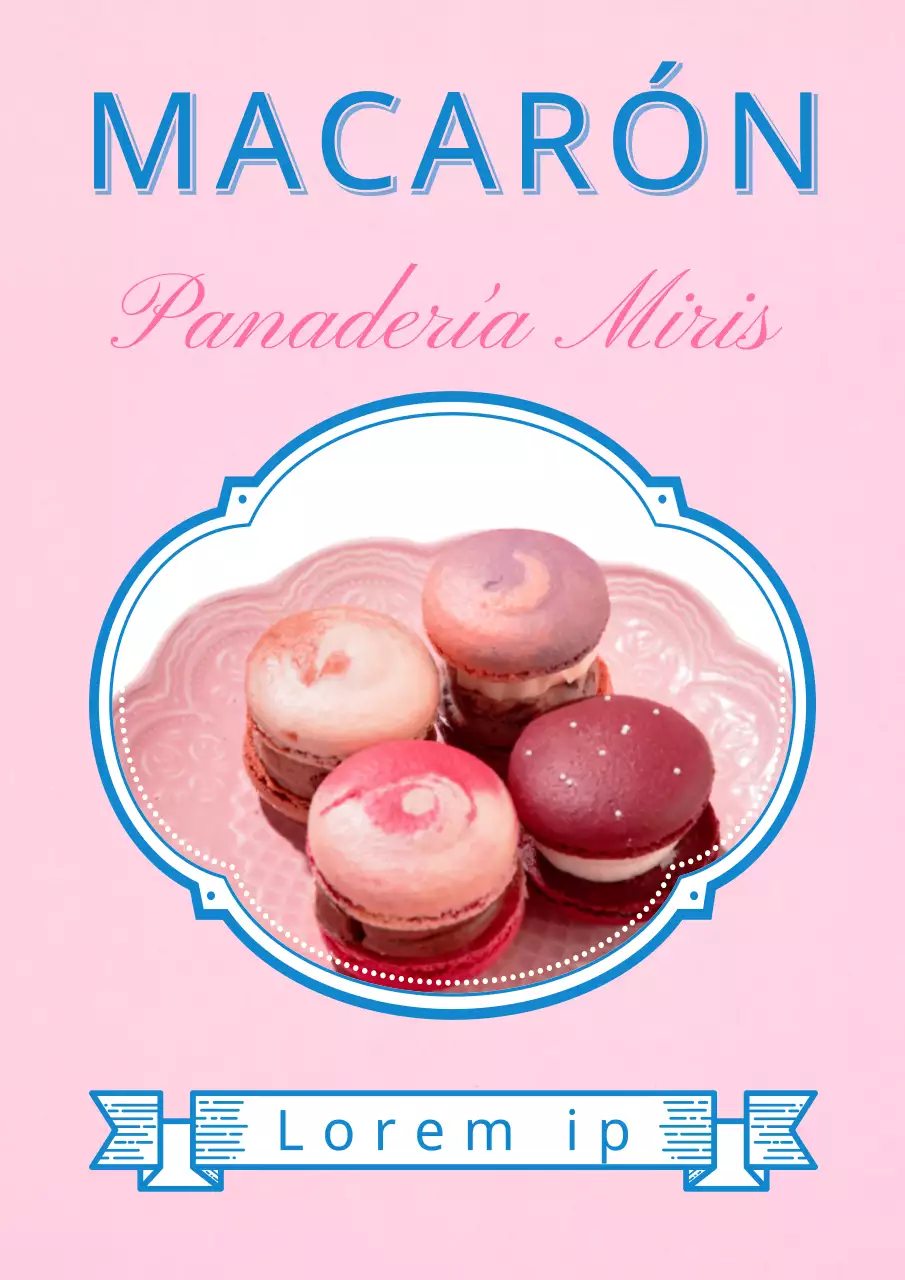 Bonito diseño de guía de cafetería Macaron en rosa y azul