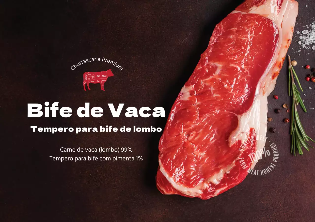 Rótulo alimentar de bife com foto castanha