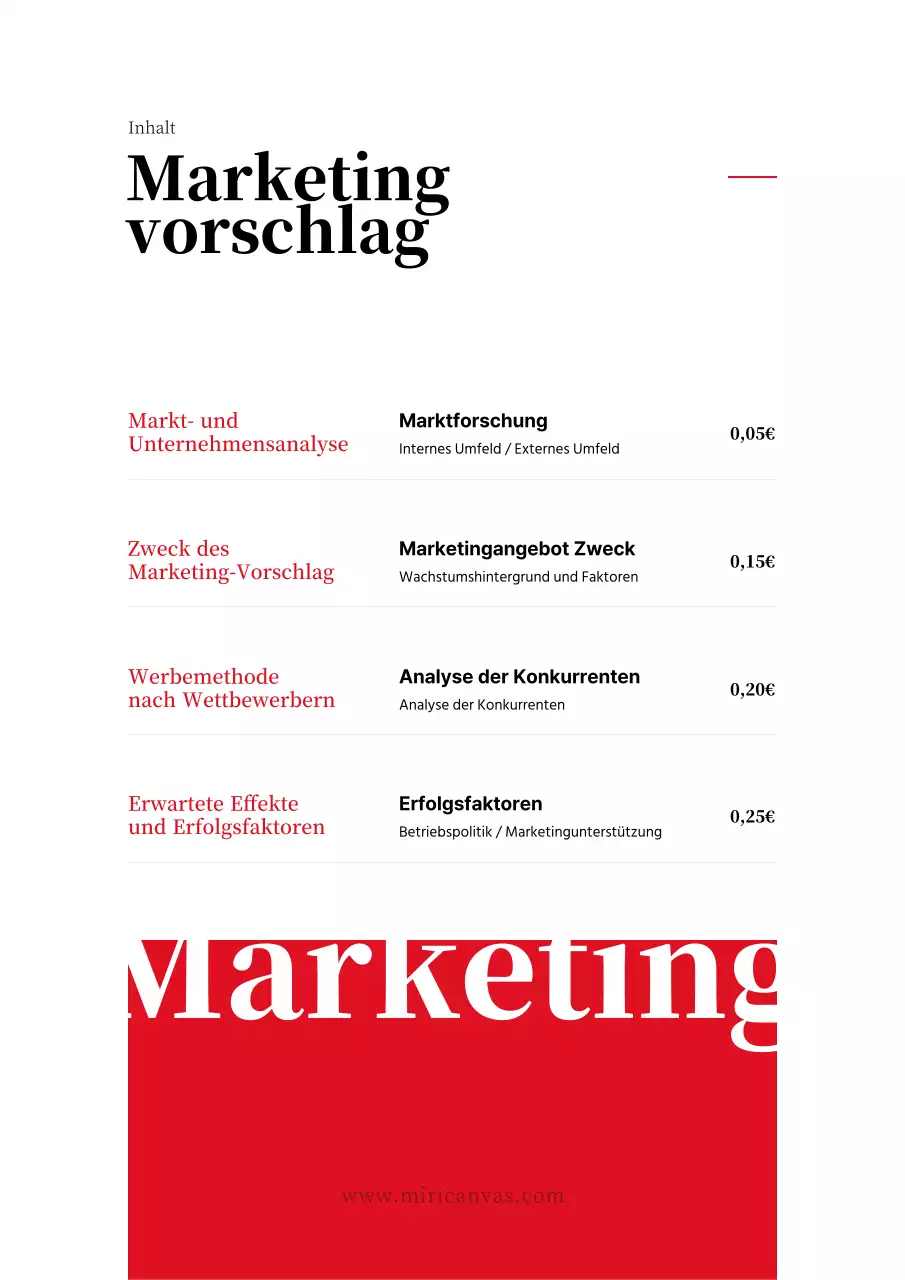 Ein einfacher, roter, typografischer Marketingvorschlag