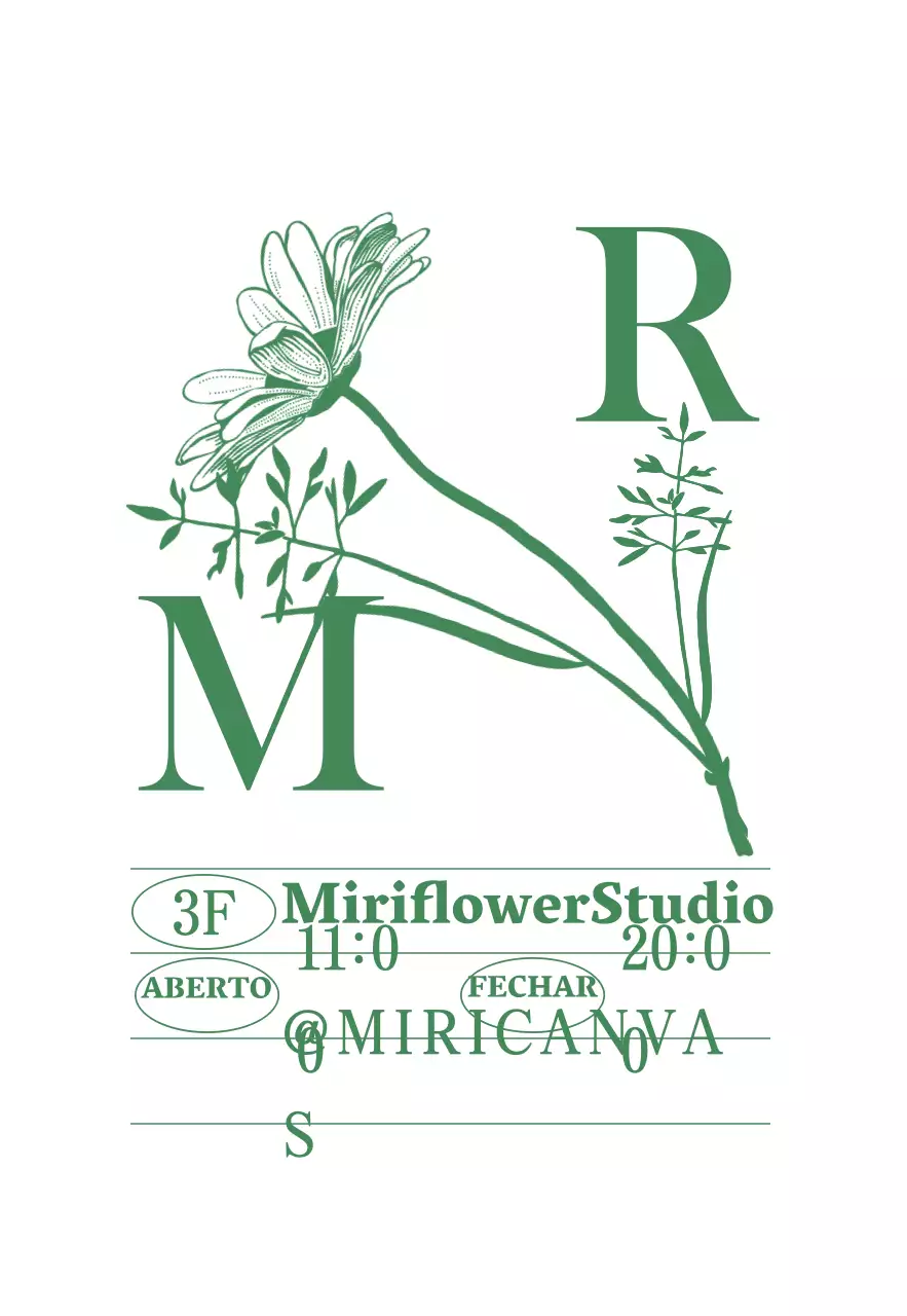 Florista com ilustração de uma flor verde