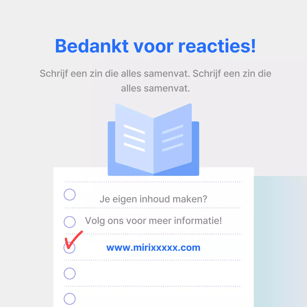 Rapport tevredenheidsonderzoek met duidelijke blauwe grafiekaccentuering