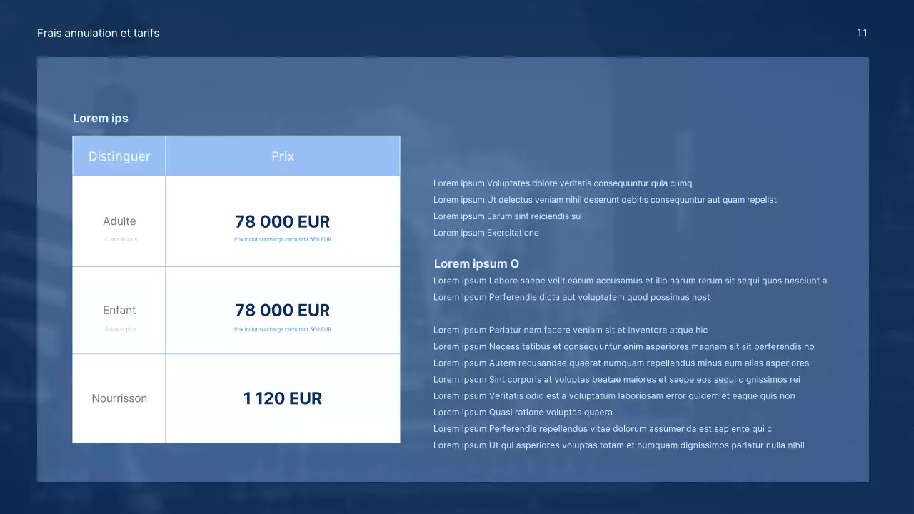 Un produit de croisière simple et épuré, avec des couleurs bleu marine et blanc vif pour une meilleure lisibilité.