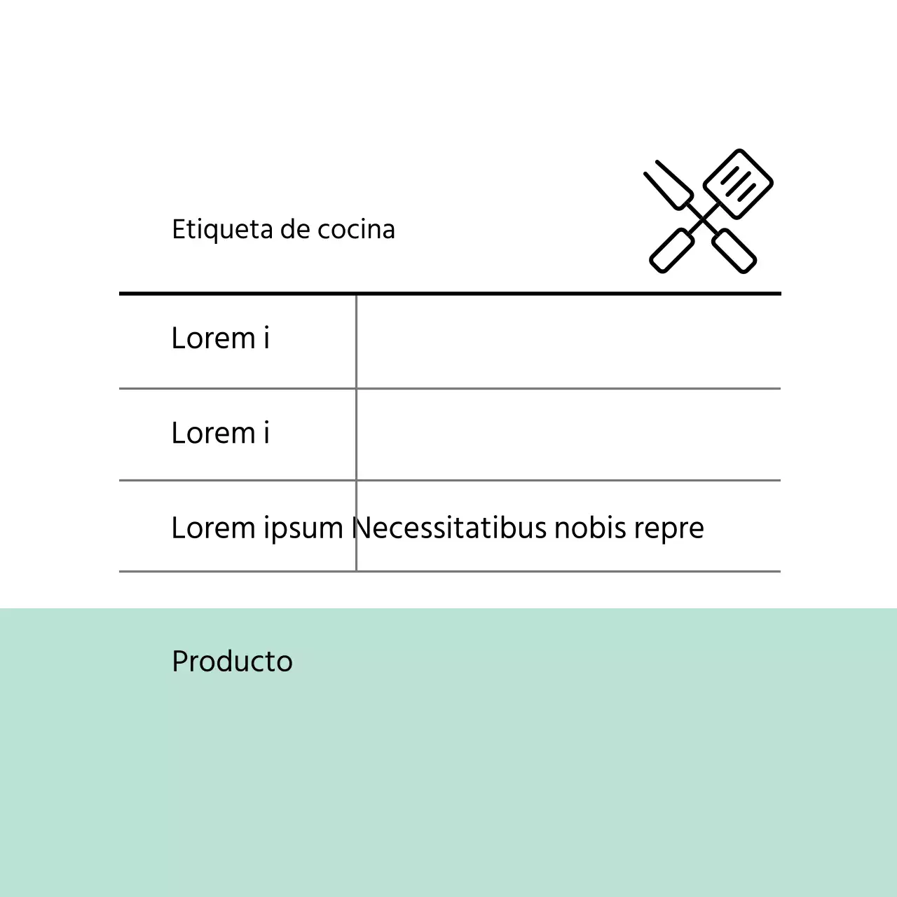 Etiqueta de cocina bicolor menta blanca
