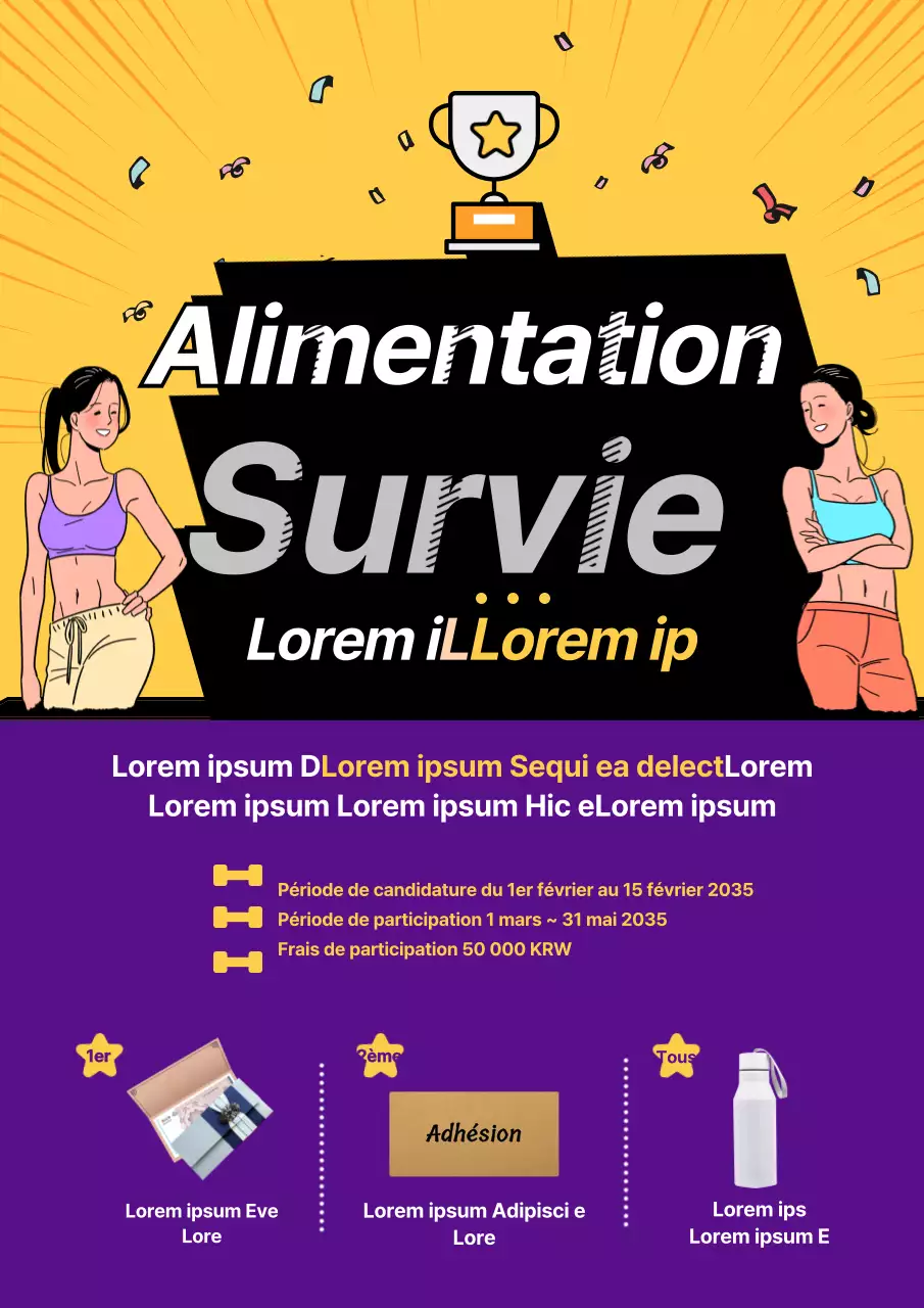 Fitness Diet Survival Event en jaune et violet