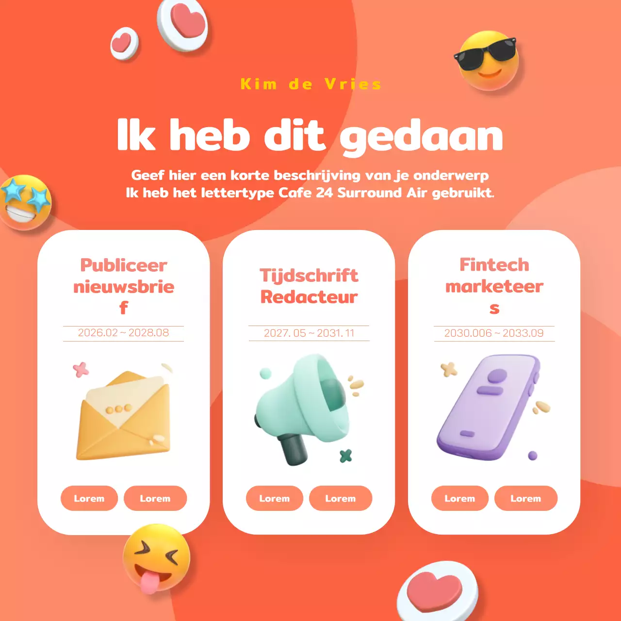 Oranje en koraal 3D-pictogramInstagram bio-inhoud