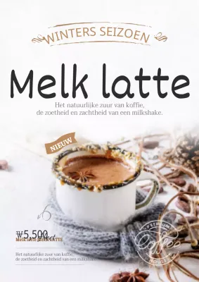 Hot latte fotomenu in wit