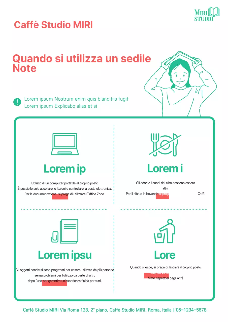 Linee guida semplici per i posti a sedere rossi e verdi