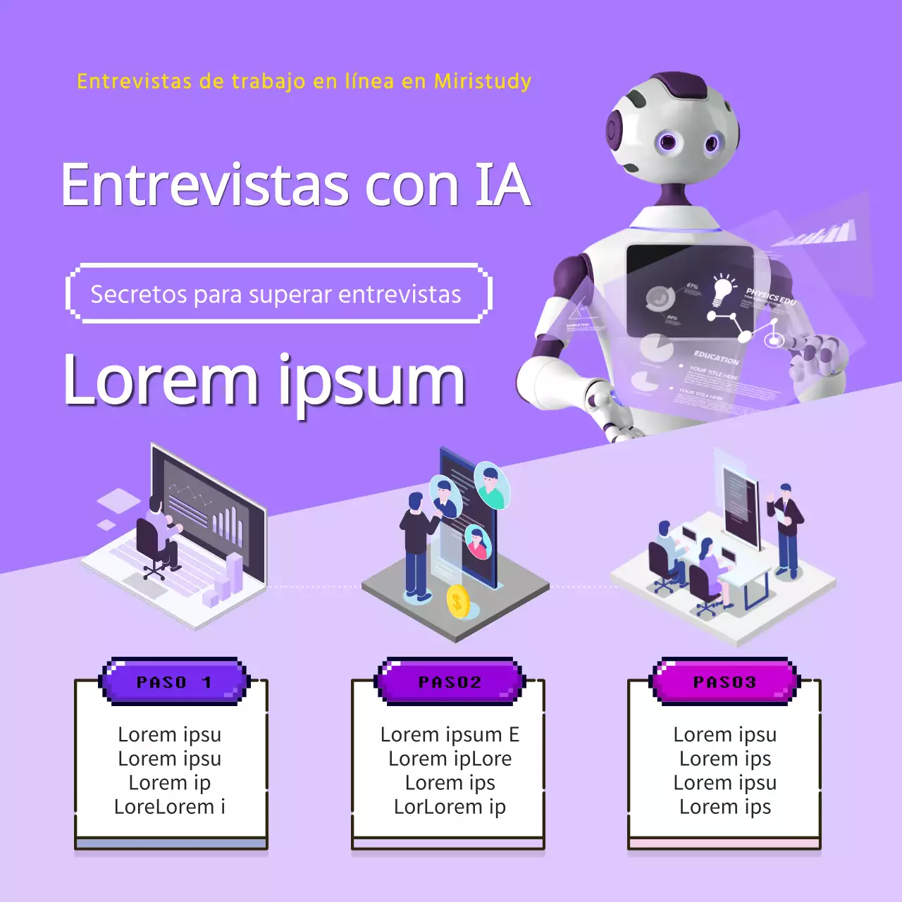 Consultoría profesional sobre entrevistas de IA en morado