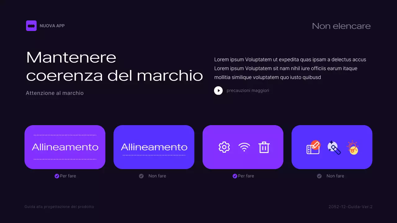 Linee guida del marchio nero e viola