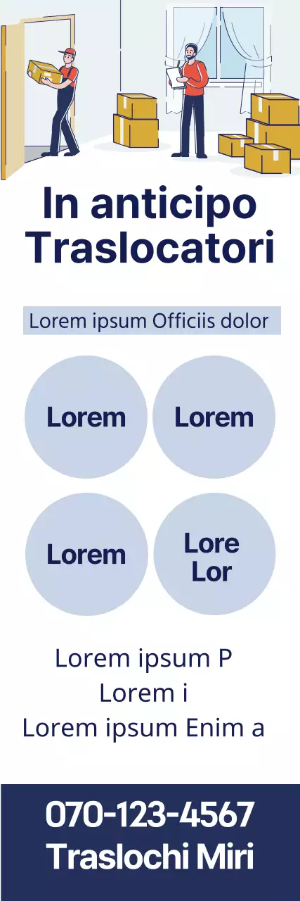 Illustrazione blu Promozione di trasloco ordinata Yongdal