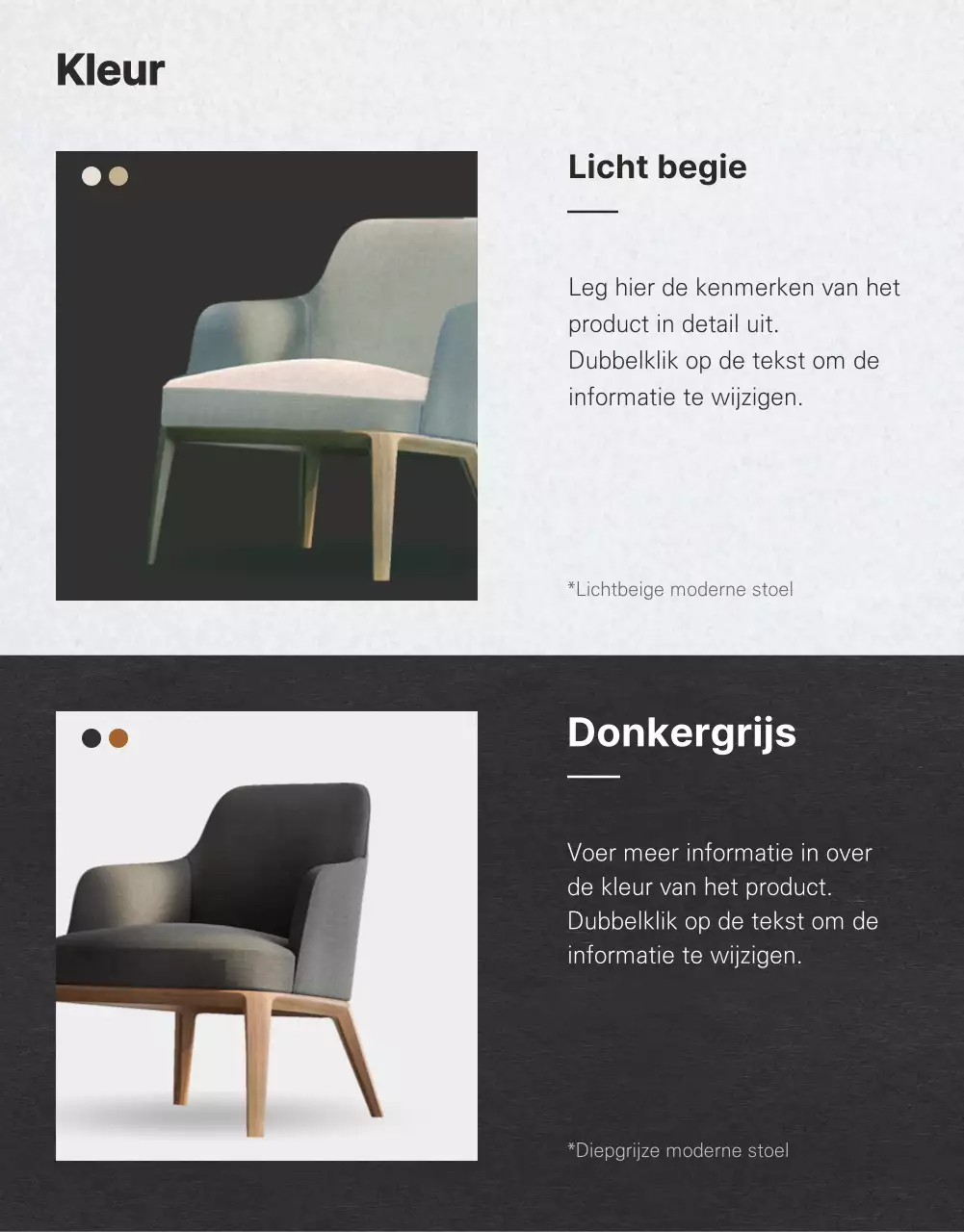 Eenvoudige moderne stoel in grijs en bruin