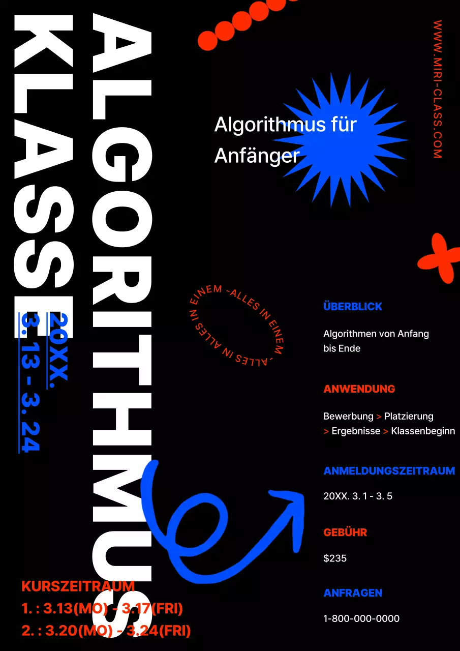 Blaue und orangefarbene Algorithmus-Vorlesung zur Rekrutierung