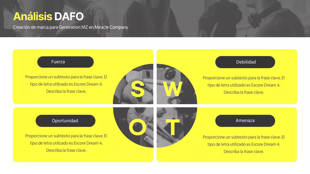 Un tema de marca corporativa moderno y único en amarillo y gris