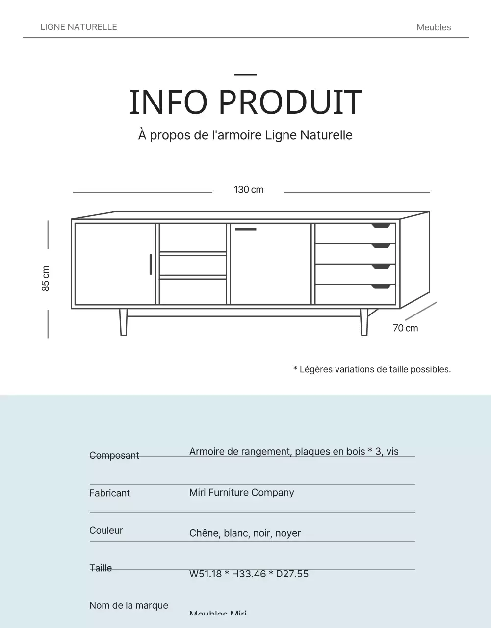 Concept de magazine en blanc et bleu clair pour promouvoir les meubles en bois massif