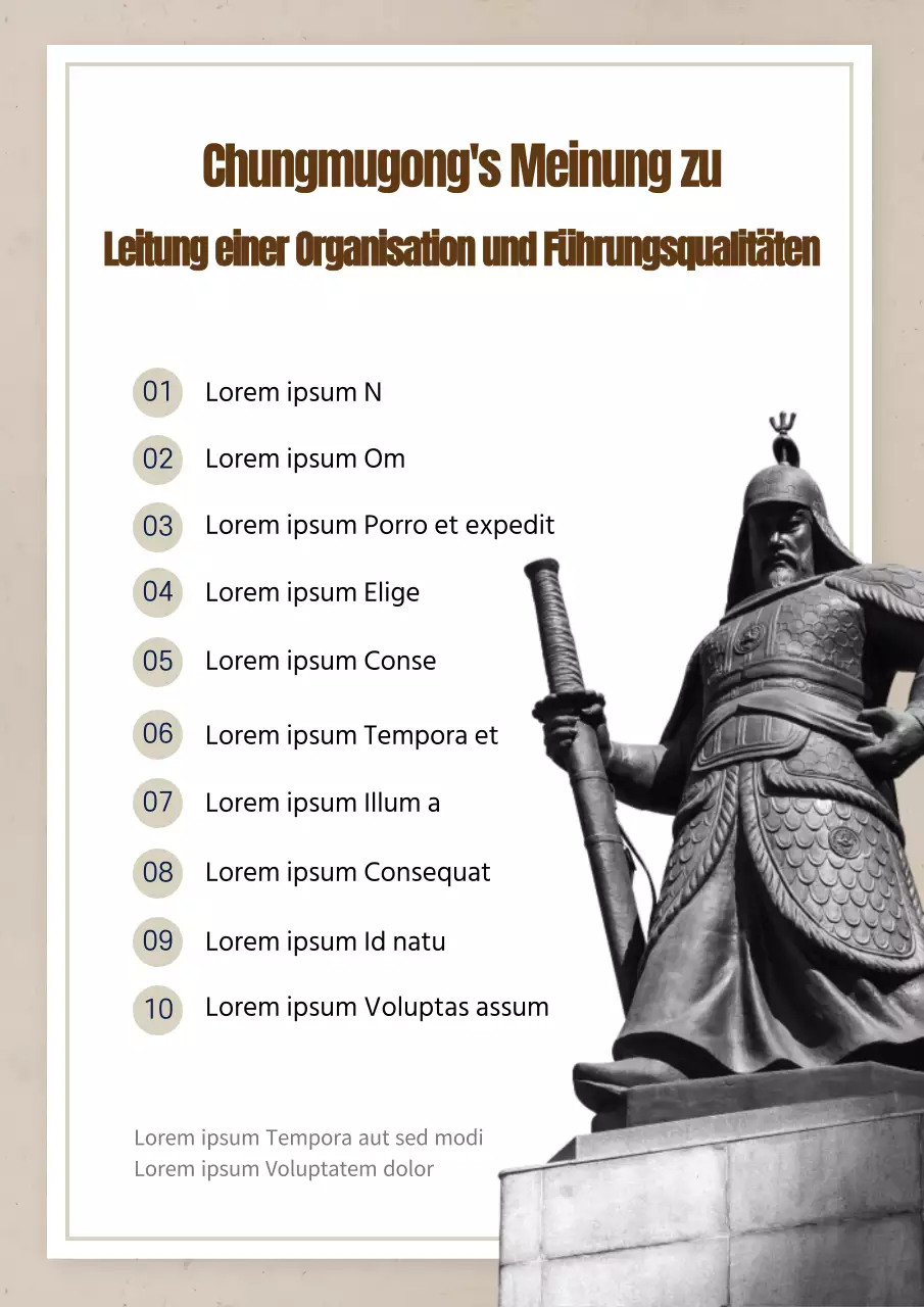 Liste von organisatorischen Abläufen und Führungsqualitäten mit blauen Abbildungen von Menschen