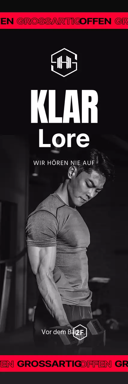 Werben Sie für die Eröffnung Ihres Fitnessstudios in Schwarz und Rot