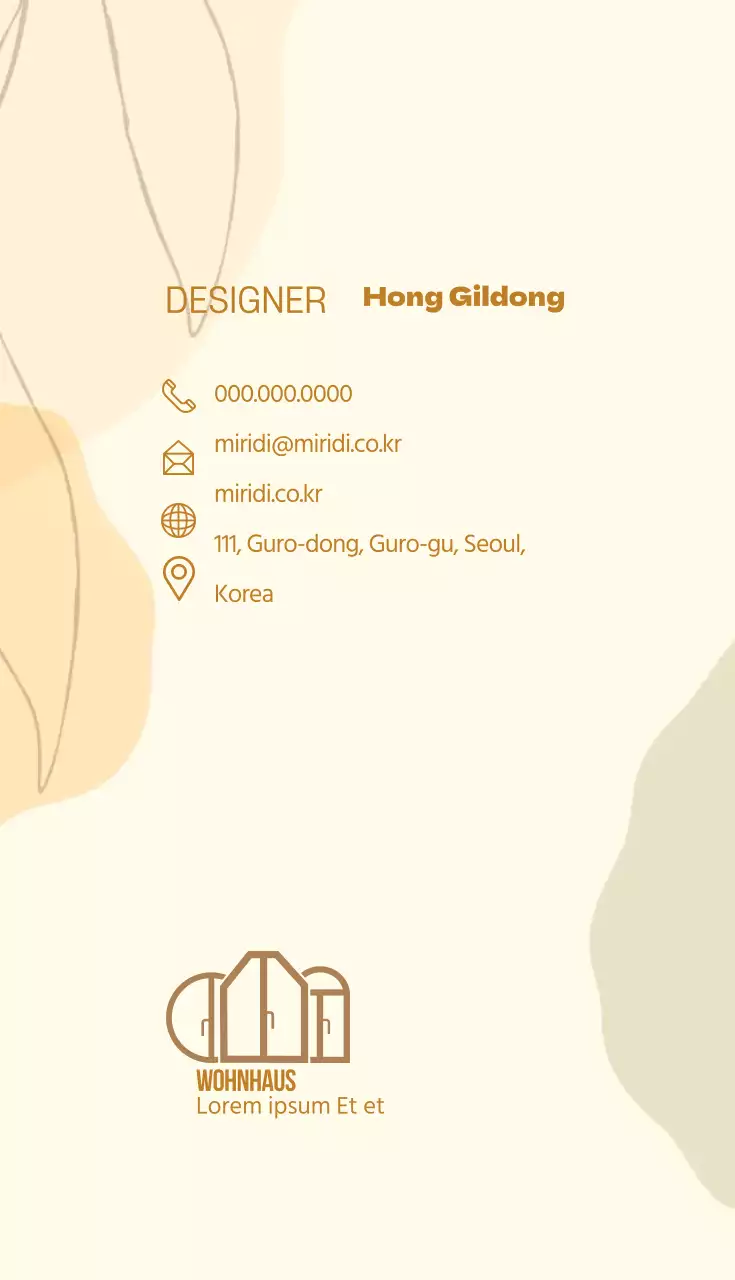 Gelb-beige Illustration Kunstschule Visitenkarte