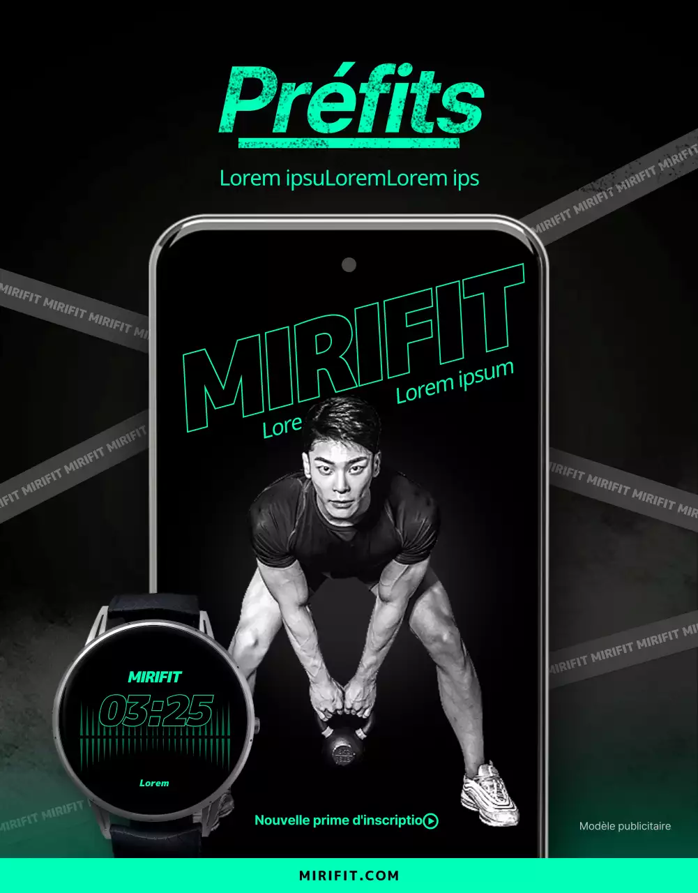 Service d'application de formation à domicile sportif, noir et menthe