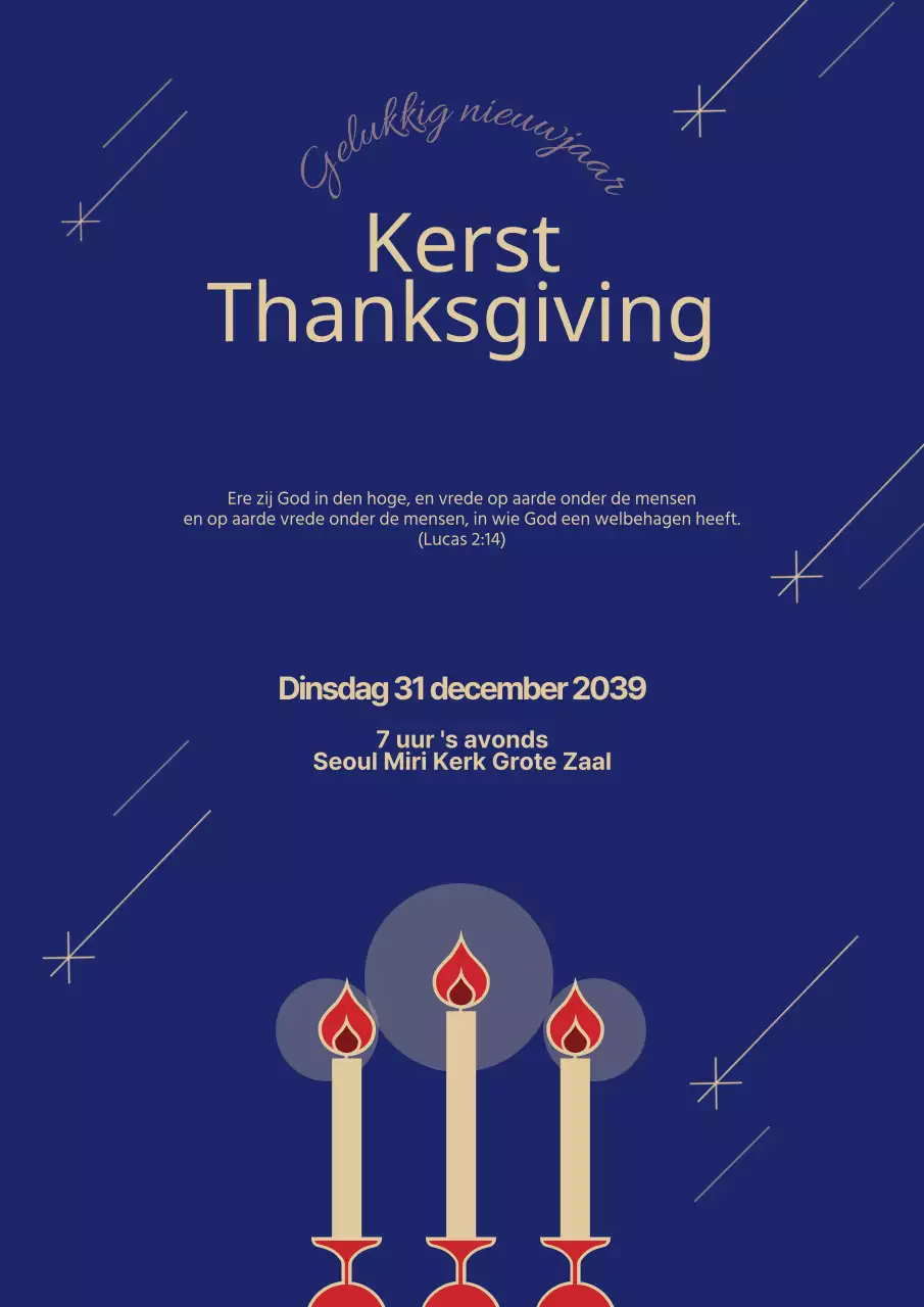 Strakke promotionele webposter voor kerstevenementen in blauw en goud