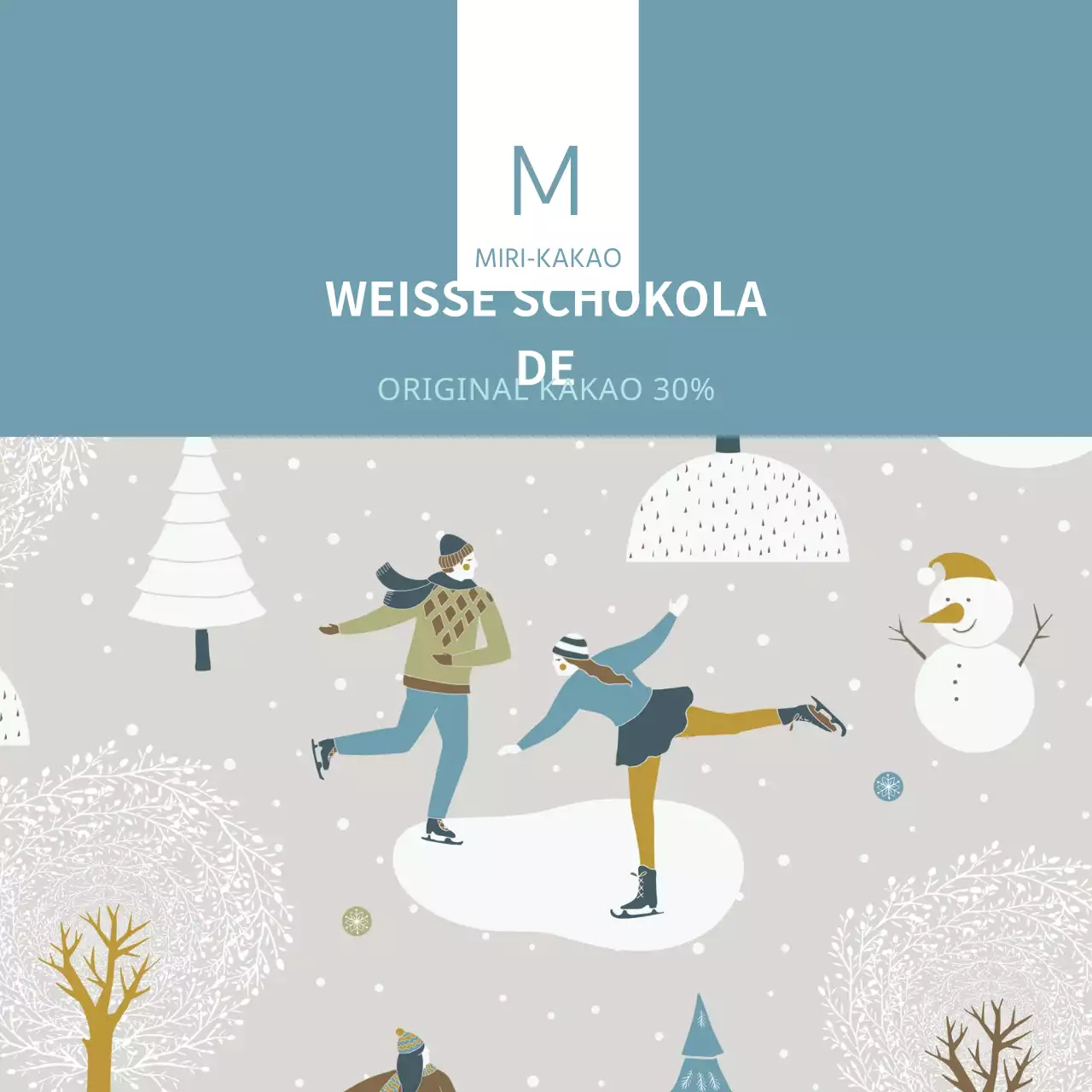 Blau Grau Winter Illustration Heiße Schokolade Tee Etikett