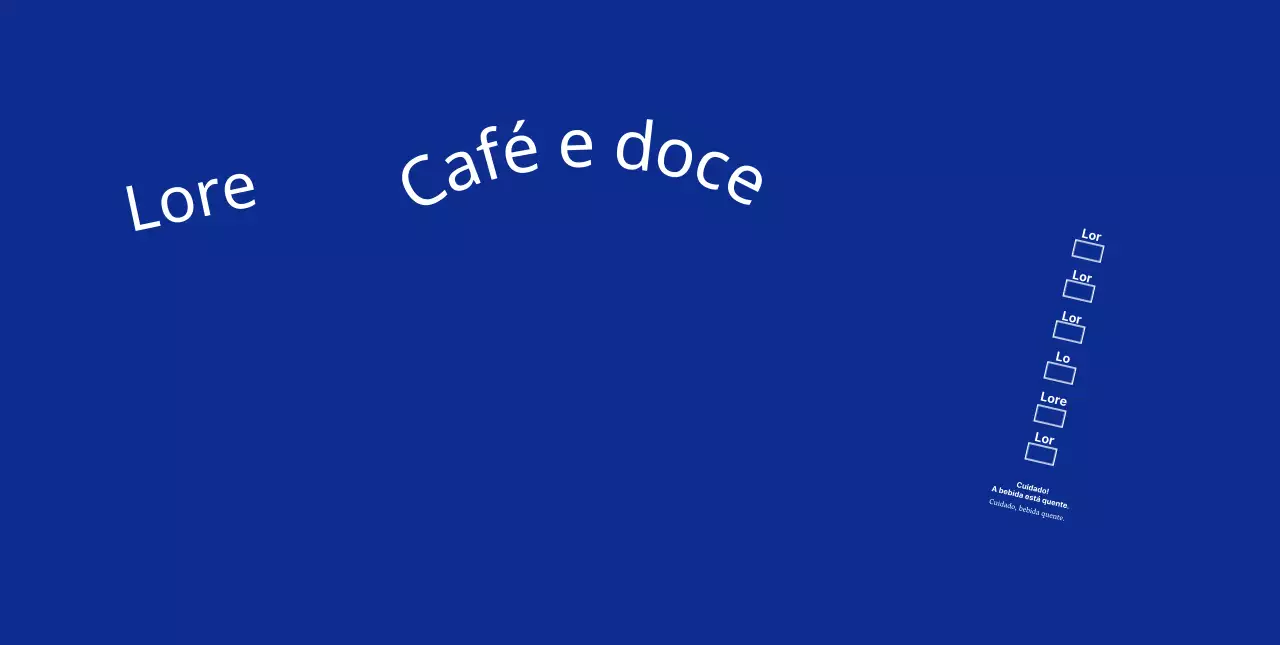 Café com texto em letras simples azuis