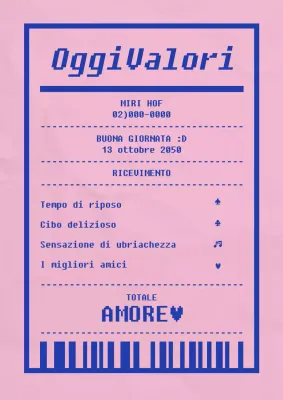 Interno del concept pub Hope con ricevuta rosa e blu