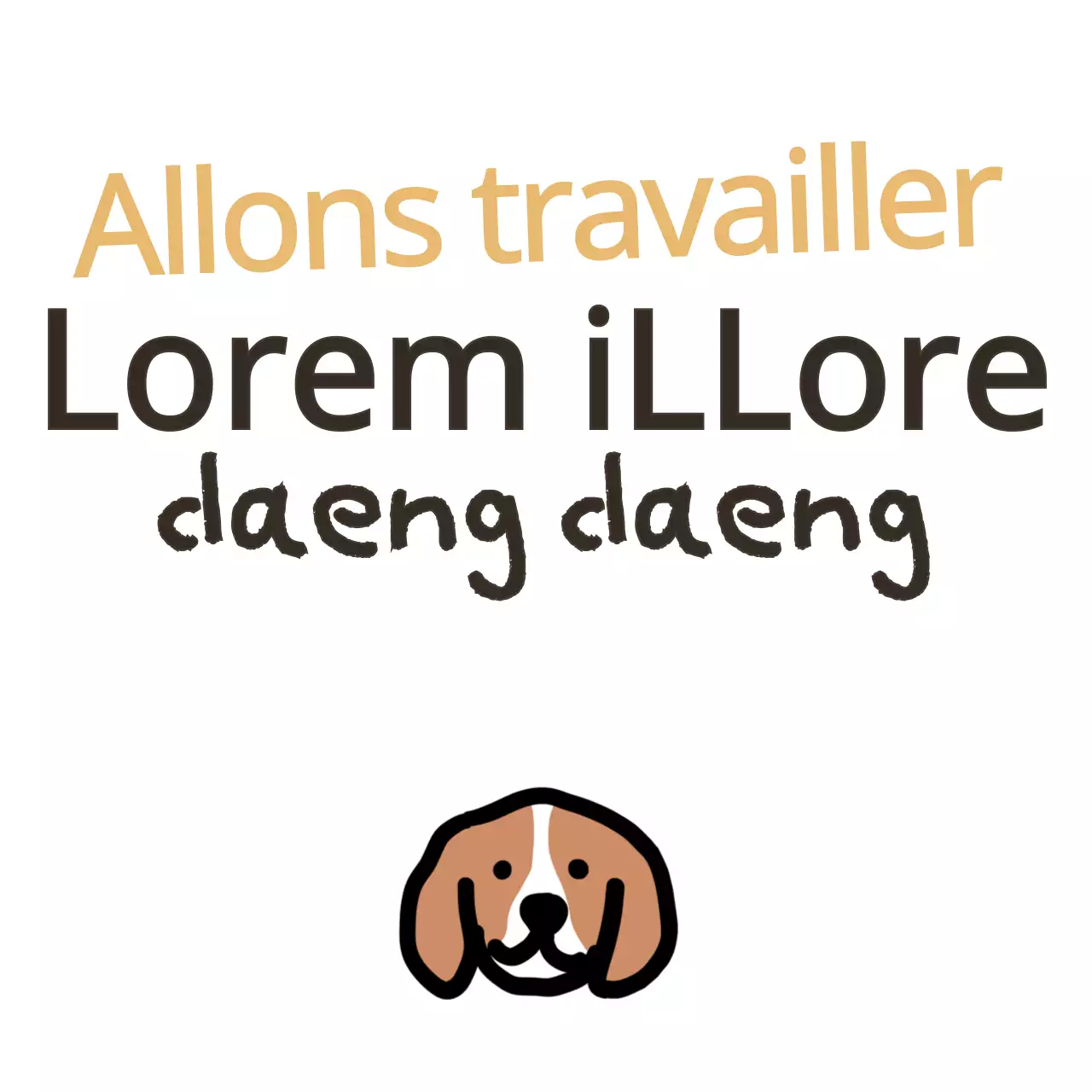 Texte de marchandise avec une illustration de chiot mignon avec des accents jaunes et bruns