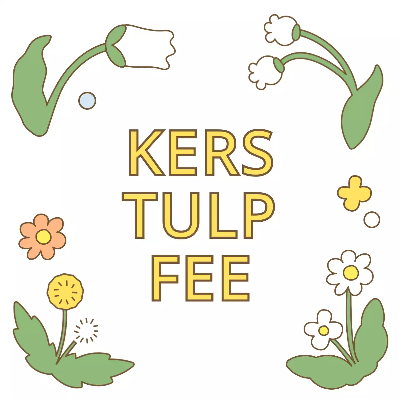 Koopwaar met schattige, kleurrijke bloemen- en sprookjesillustraties